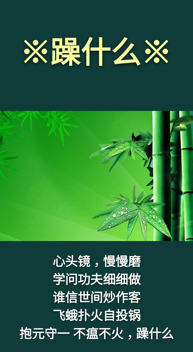 一生，急什么、怕什么、算什么、妒什么、悔什么、疑什么？